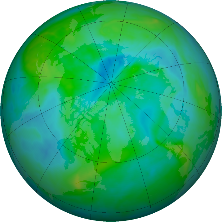 Arctic ozone map for 08 September 2013